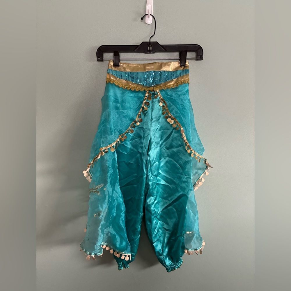 DISNEY PRINCESS JASMINE SEQUIN TEAL HAREM PANTS HALLOWEEN COSTUME